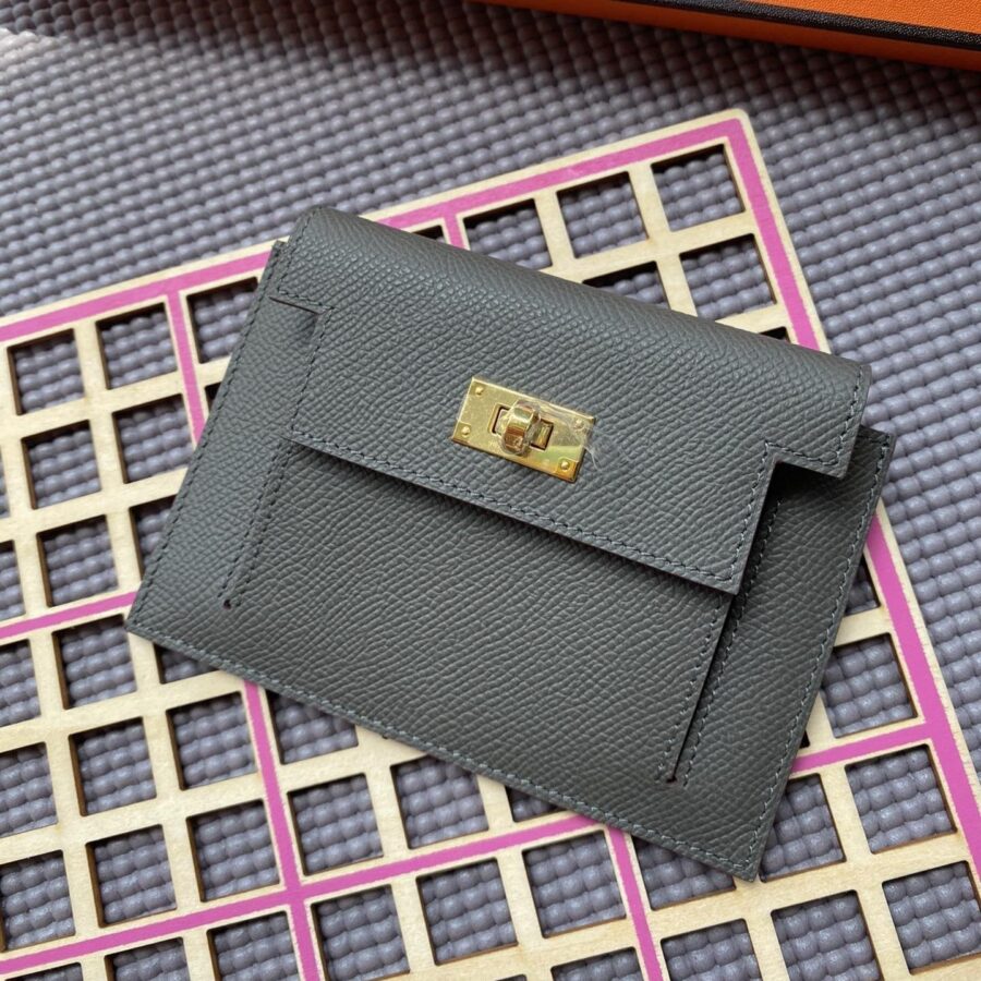 HM Kelly Pocket 13.5 Dark Grey Epsom Ghw | Studio Nafay