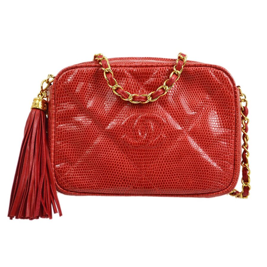 Chanel Mini Red Lizard Crossbody | Studio Nafay