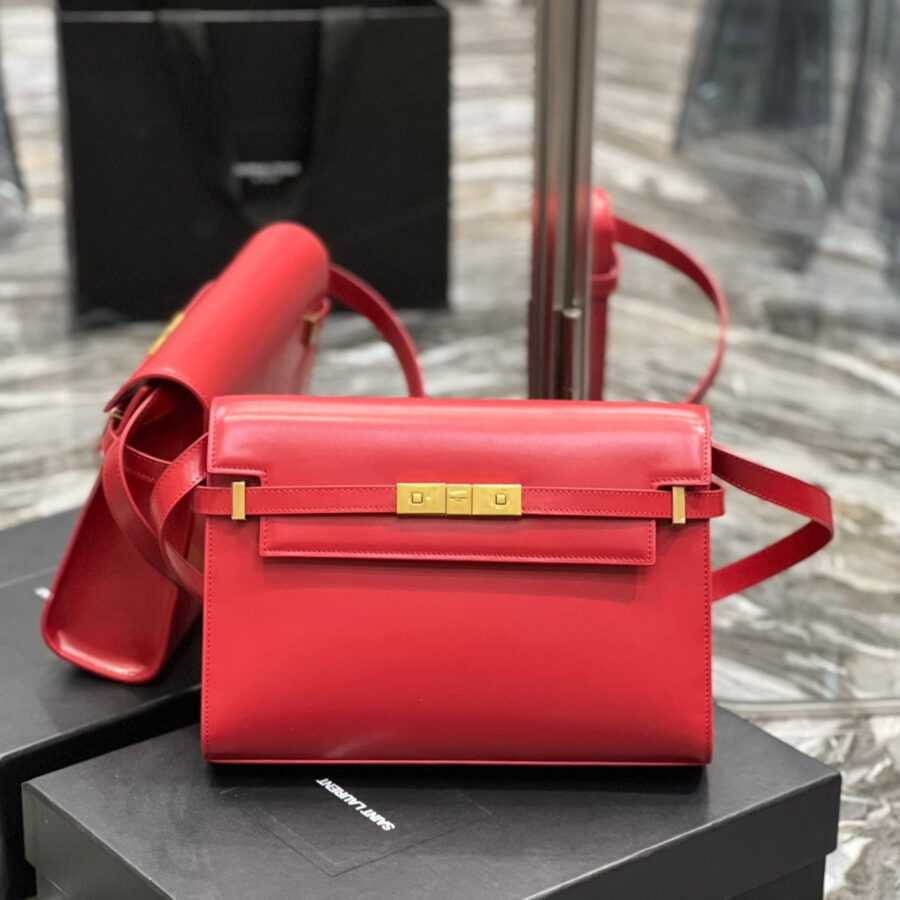 MAHATTAN IN BOX 29 RED CALFSKIN GOLD HARDWARE | Studio Nafay