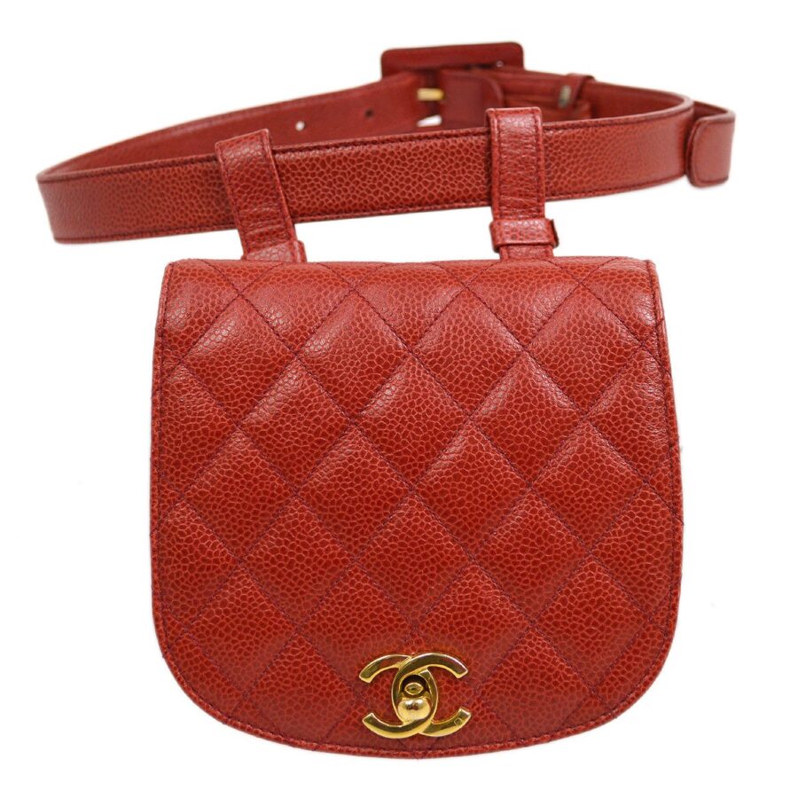 Chanel Caviar Red Round Handbag | Studio Nafay