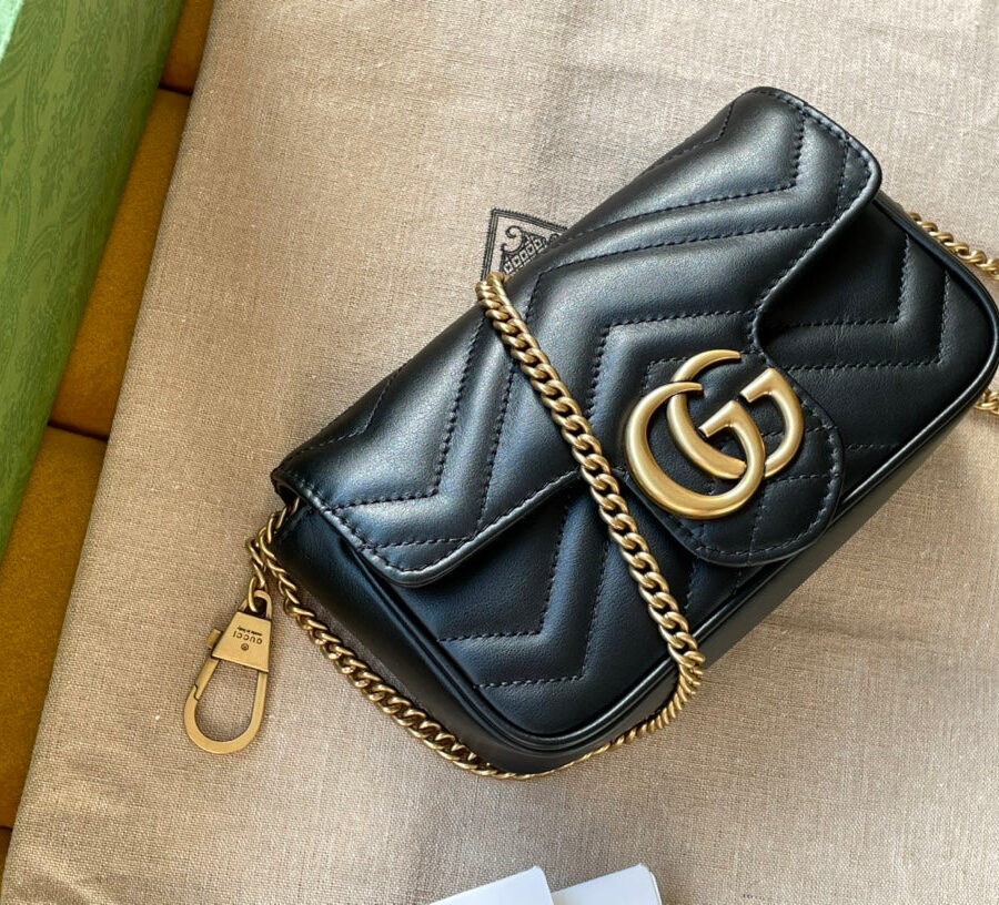 GG MARMONT MINI 16 BAG IN BLACK CALFSKIN | Studio Nafay