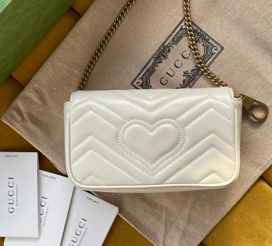 GG MARMONT MINI 16 BAG IN WHITE CALFSKIN | Studio Nafay