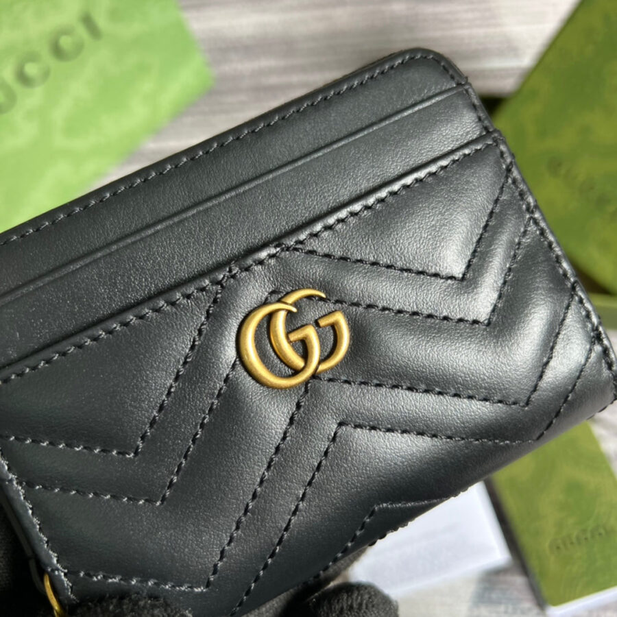 GG MARMONT MINI 11 WALLET BLACK CALFSKIN | Studio Nafay