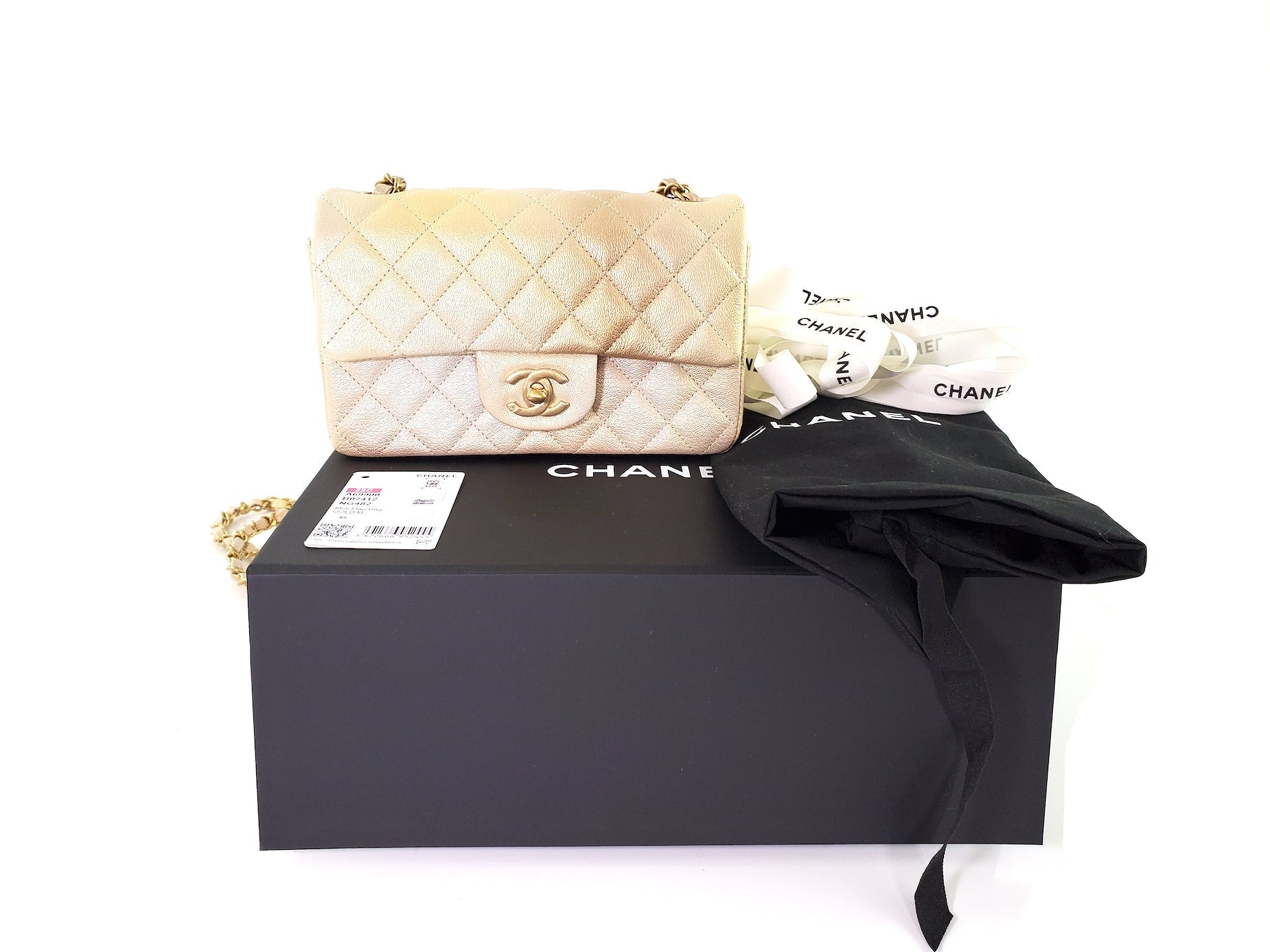 New Chanel Classic Rectangular Mini Gold Ombre Flap Bag