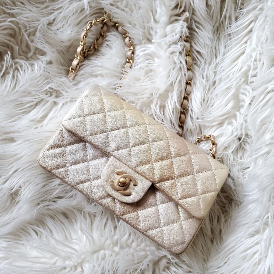 New Chanel Classic Rectangular Mini Gold Ombre Flap Bag | Studio Nafay