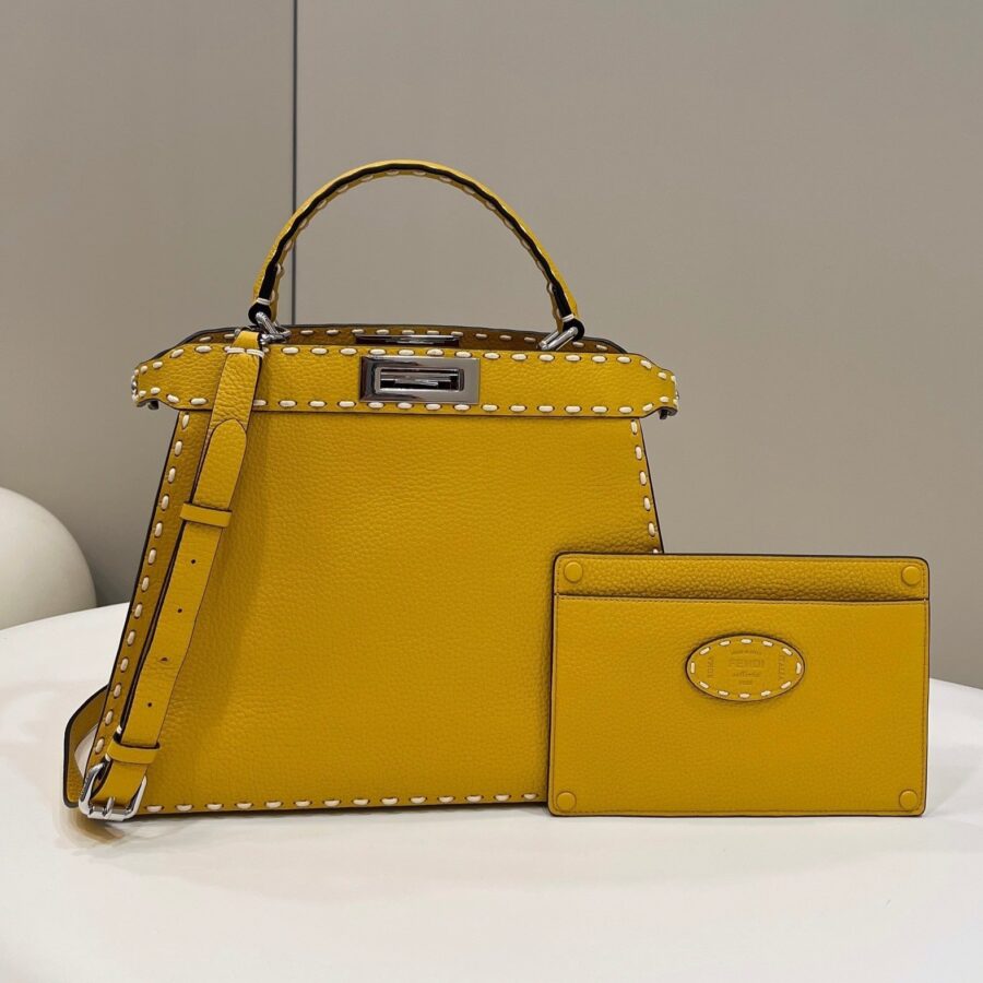 PEEKABOO ISEEU 33 IN YELLOW GRAINED CALFSKIN SILVER HARDWARE | Studio Nafay