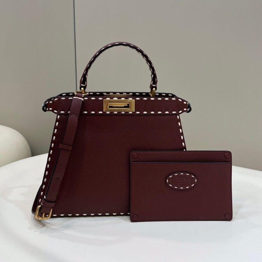 PEEKABOO ISEEU 33 IN SANGRIA RED GRAINED CALFSKIN GOLD HARDWARE | Studio Nafay