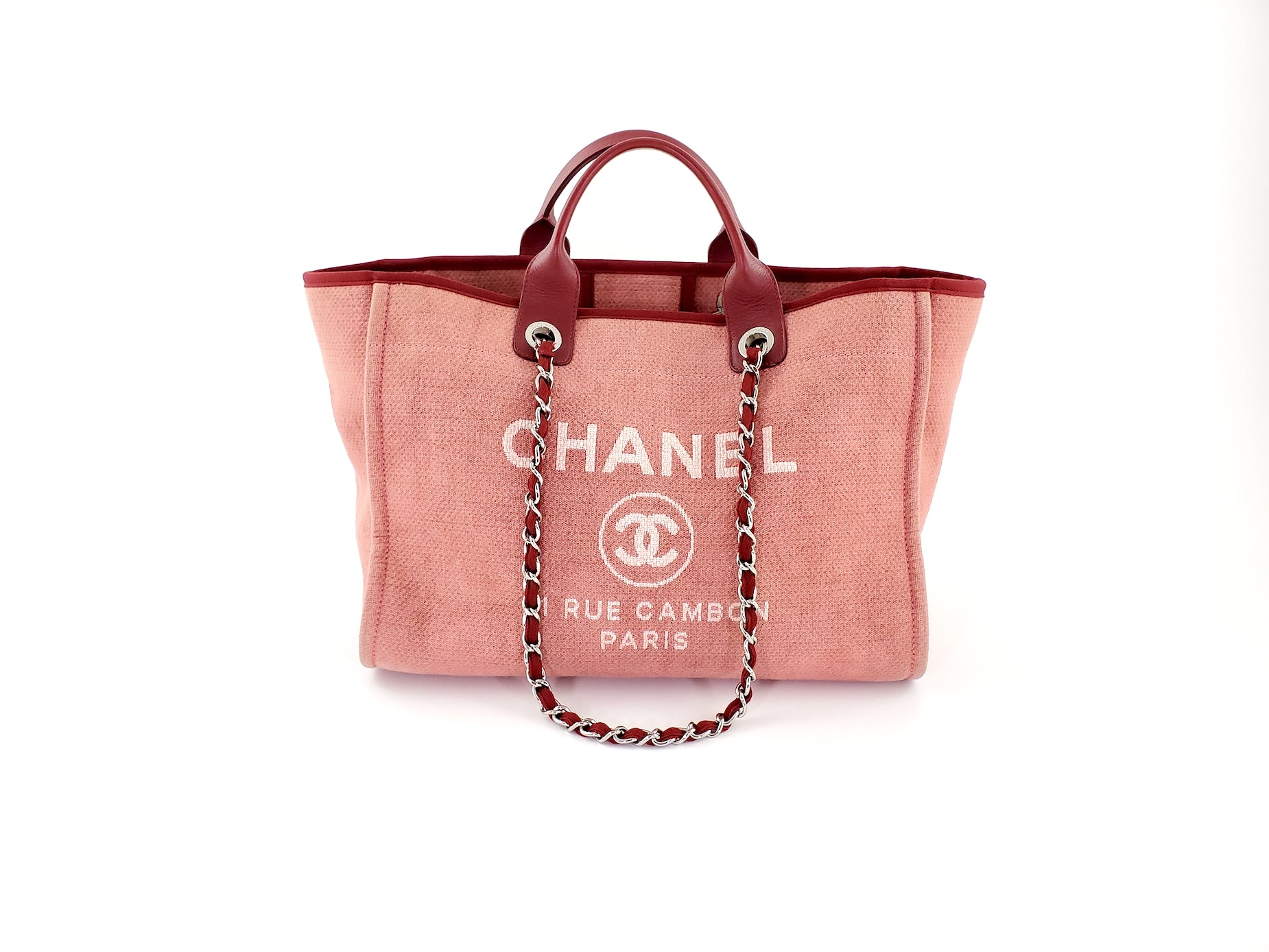 Chanel Deauville Large Red Pink Tote Bag