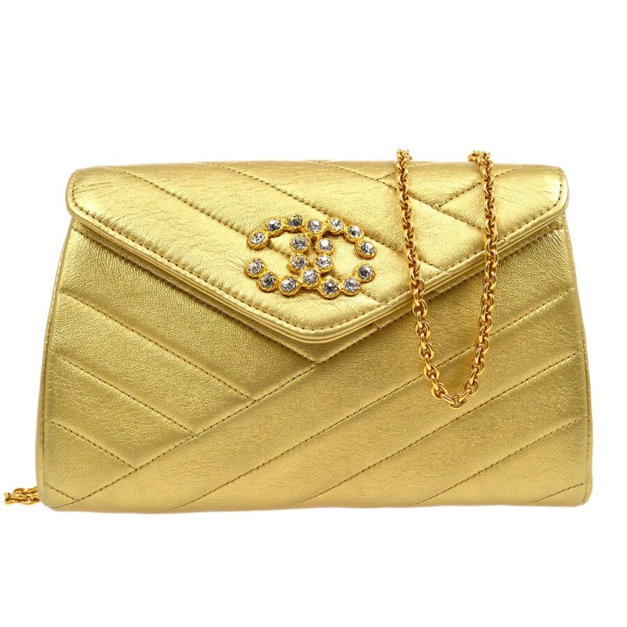 Chanel Lambskin Gold Diagonal Handbag | Studio Nafay