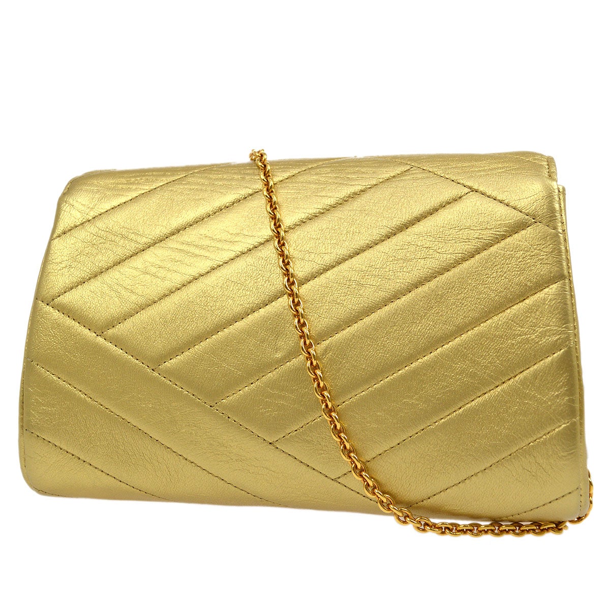 Chanel Lambskin Gold Diagonal Handbag