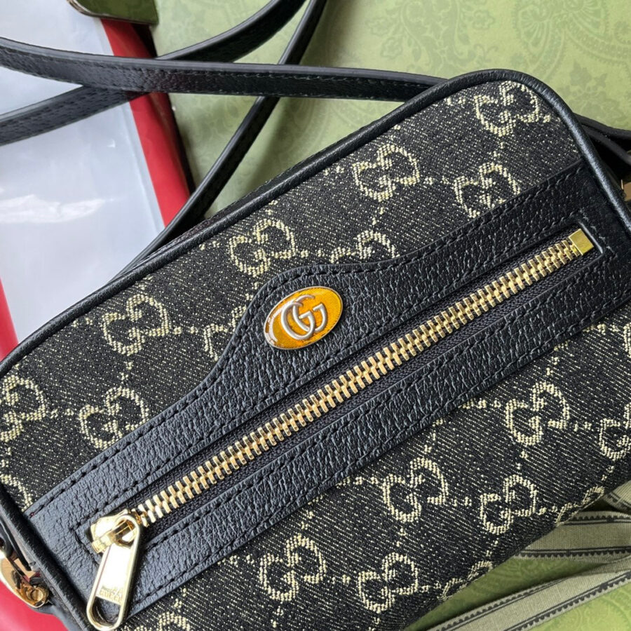 DENIM SHOULDER BAG 17 BLACK WITH LEATHER TRIM | Studio Nafay