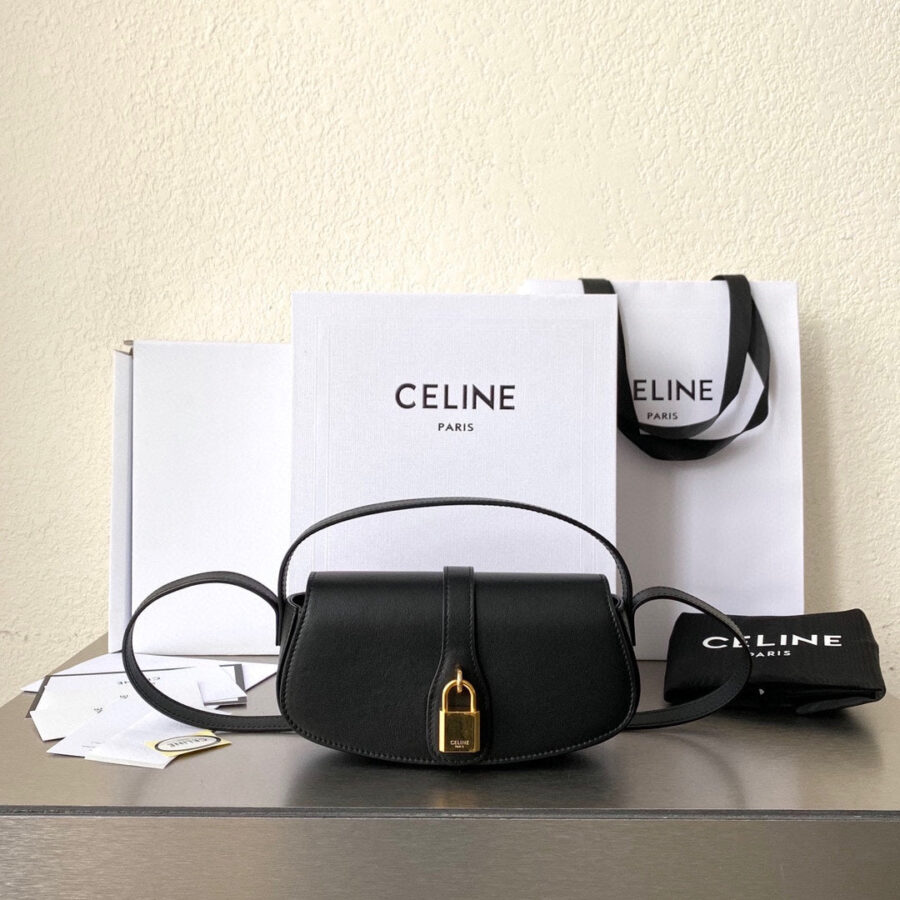 MINI 18 PADLOCK BLACK CALFSKIN BAG | Studio Nafay