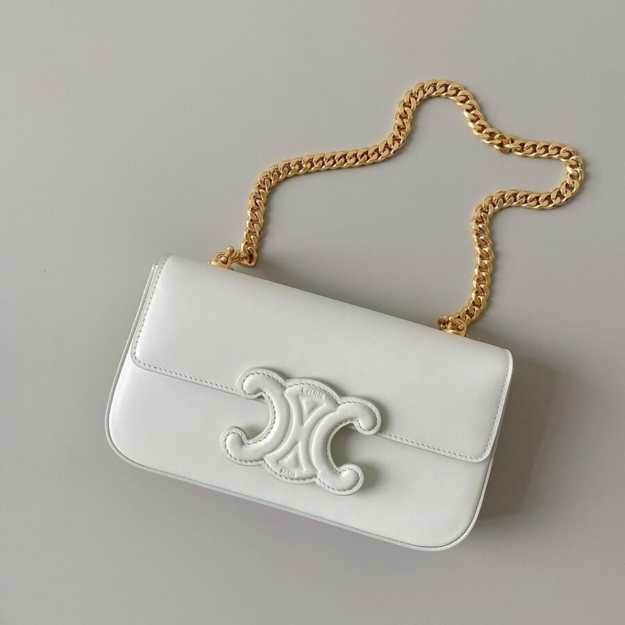 20 CHAIN EMBOSSED ARMPIT BAG WHITE CALFSKIN | Studio Nafay