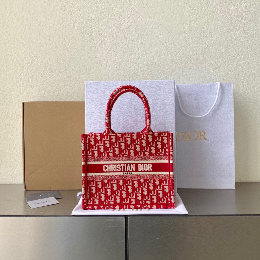 Small CD Book Tote 26.5cm Red Retro Style D Letter Embroidery | Studio Nafay