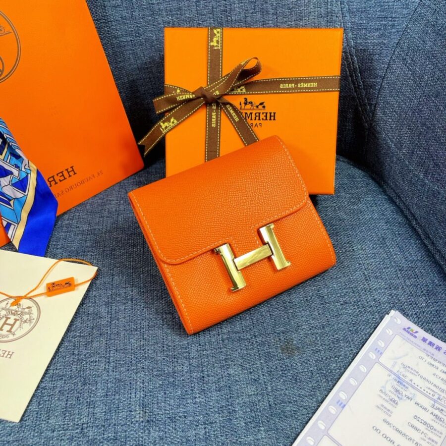 HM CONSTANCE 12 ORANGE CALFSKIN GOLD HARDWARE | Studio Nafay