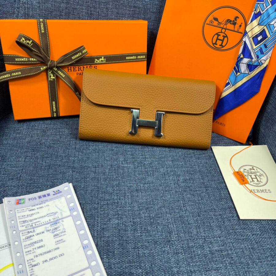 HM CLUTCH CONSTANCE 22 BRONZE CALFSKIN SILVER HARDWARE | Studio Nafay