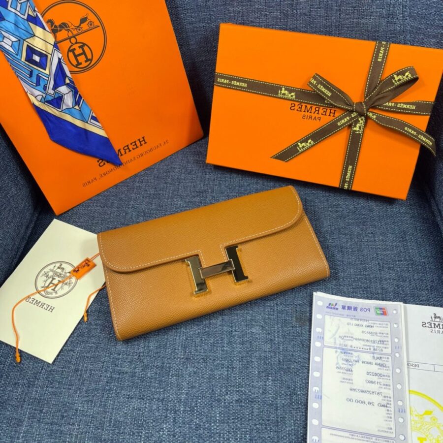 HM CLUTCH CONSTANCE 22 BRONZE CALFSKIN GOLD HARDWARE | Studio Nafay
