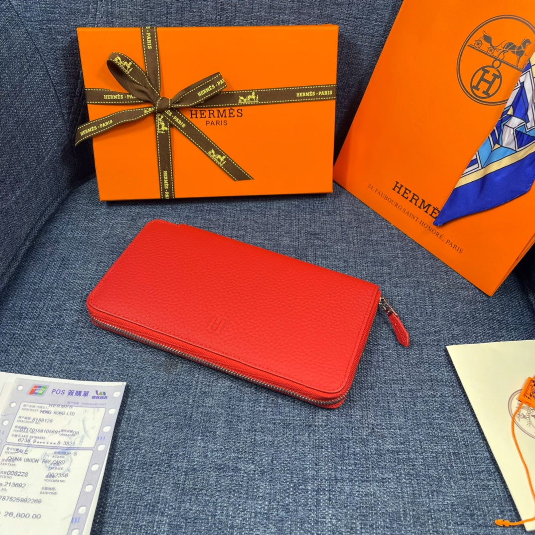 HM SILK’IN CLASSIC WALLET 19 RED GRAINED CALFSKIN