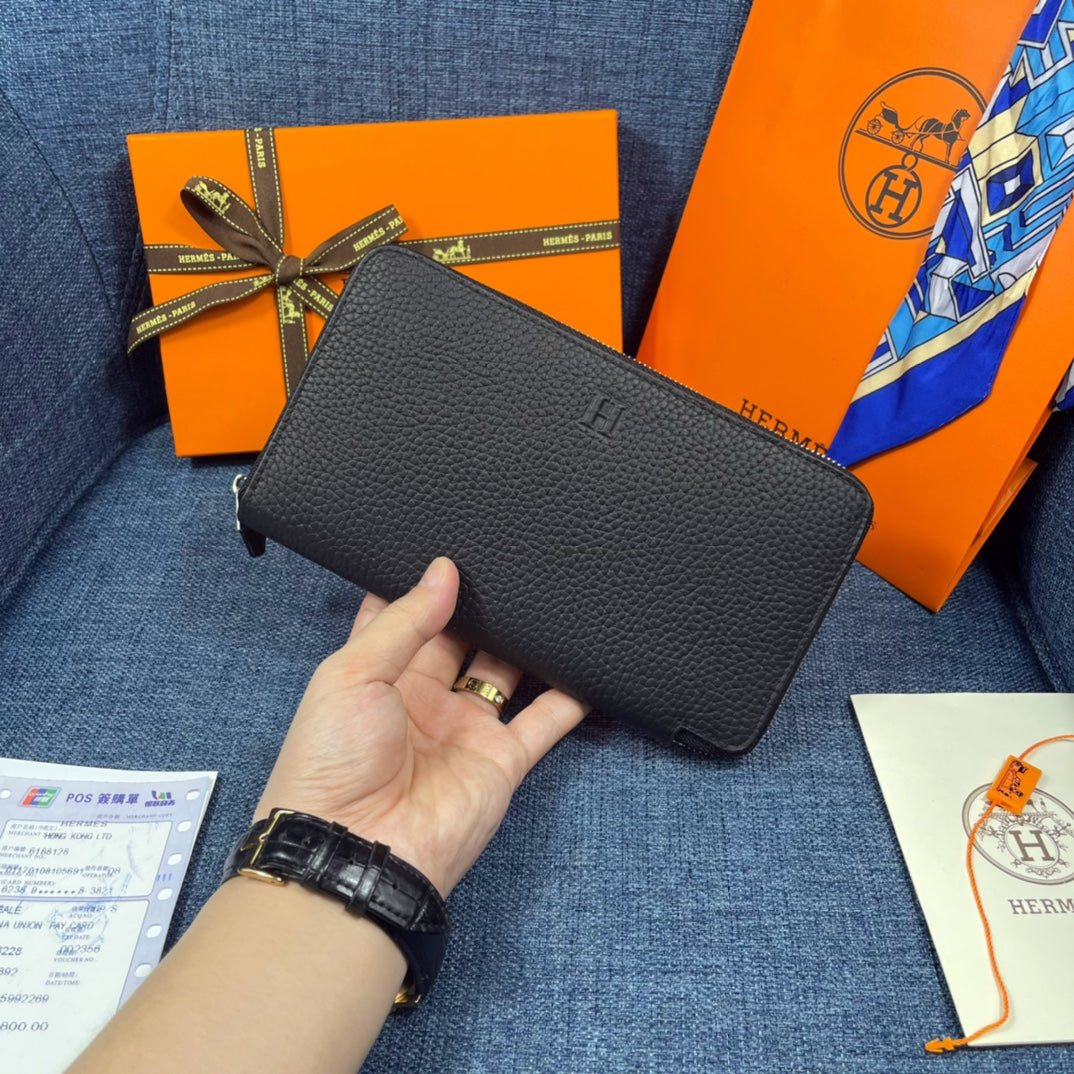 HM SILK’IN CLASSIC WALLET 19 BLACK GRAINED CALFSKIN