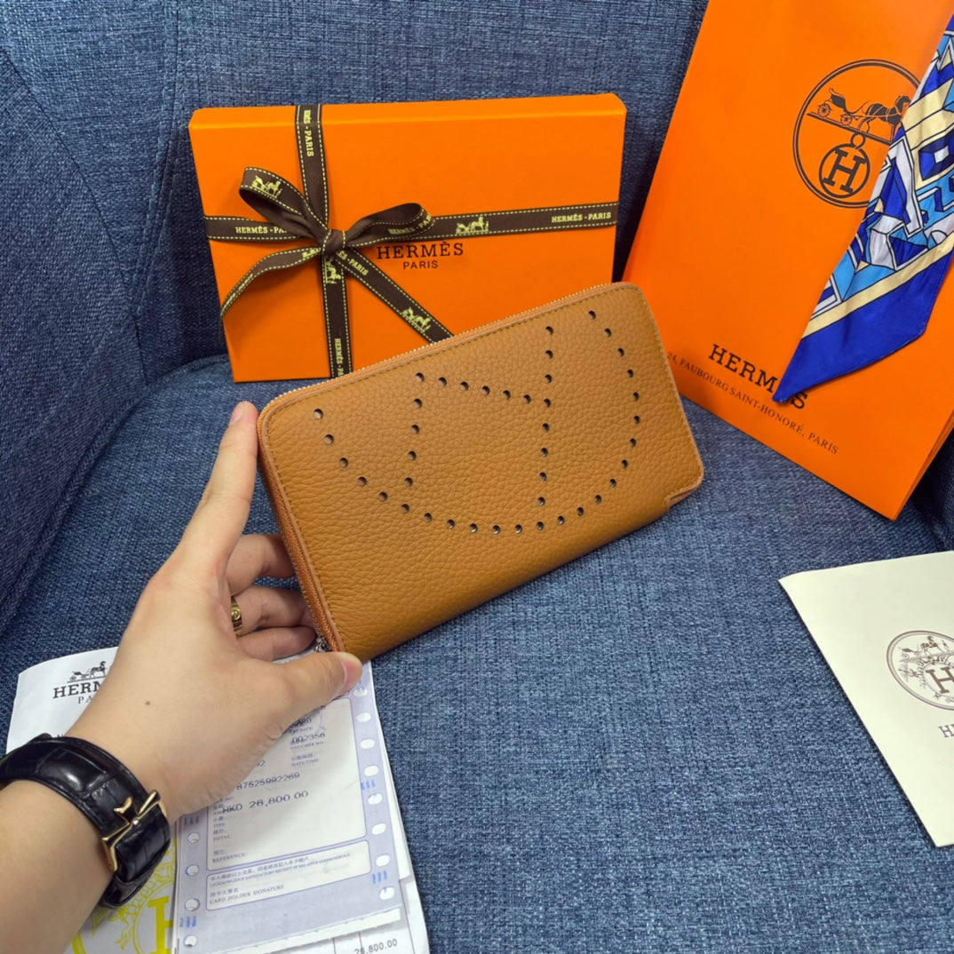 HM SILK’IN HOLED WALLET 19 BRONZE GRAINED CALFSKIN