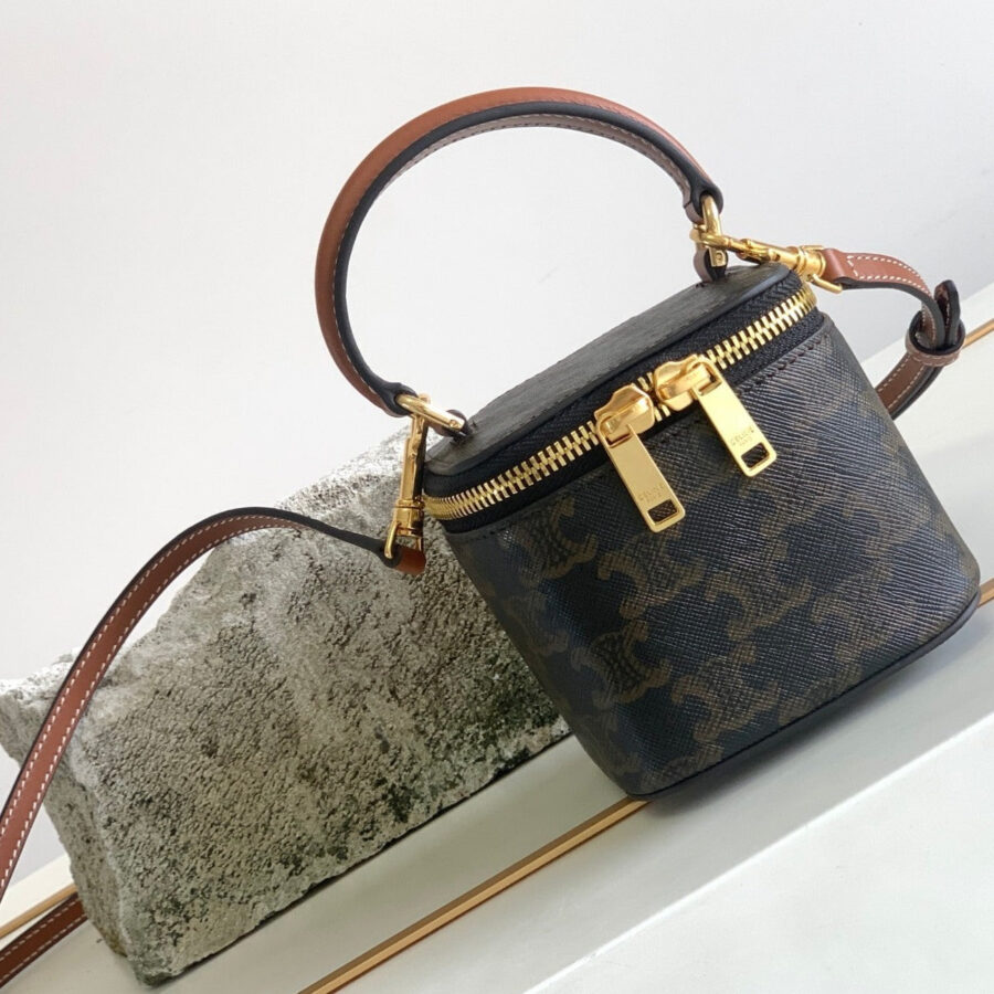 TRIPHOME 9 CALFSKIN BLACK PATTERN BOX BAG | Studio Nafay