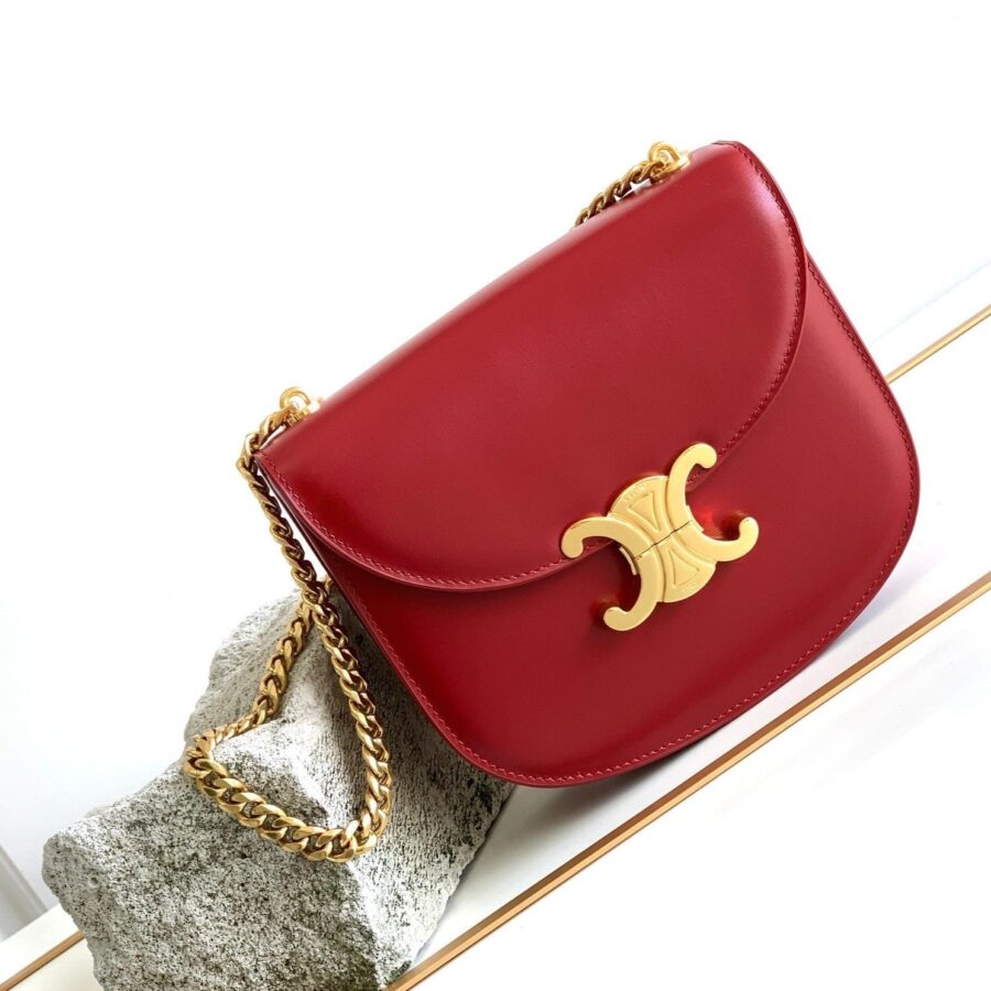 teen besace triomphe 18.5 dark red calfskin with chain | Studio Nafay
