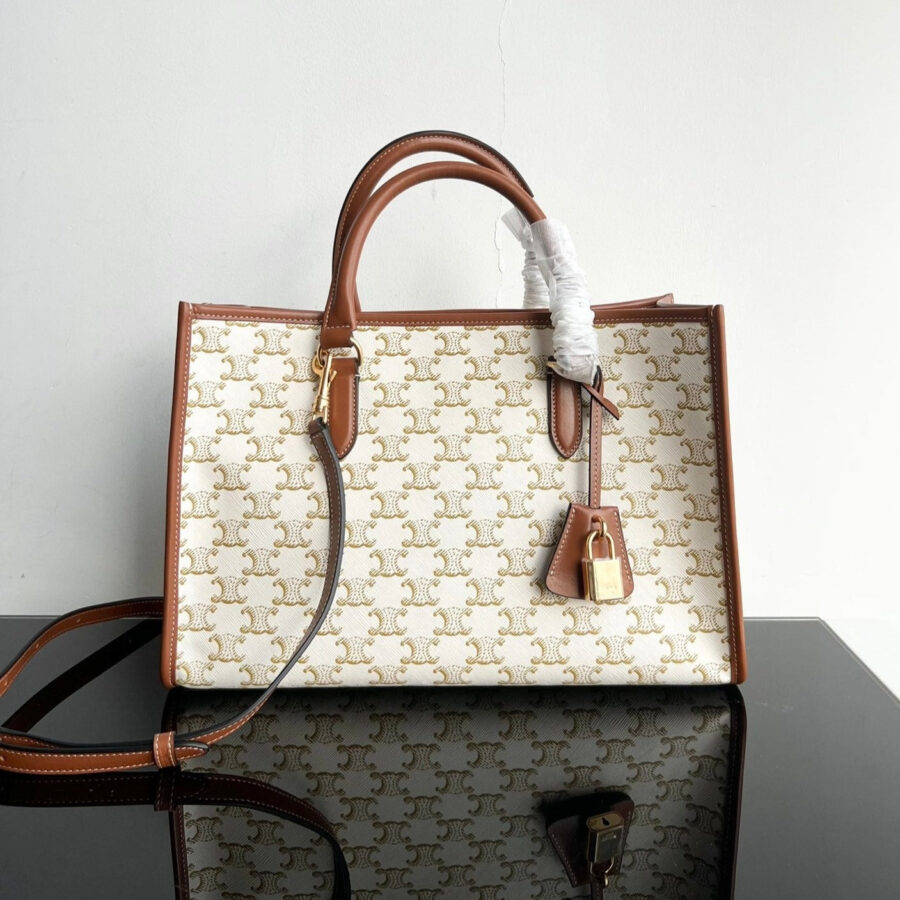 TRIPHOME CABAS 35 WHITE CREAM CALFSKIN TOTE | Studio Nafay