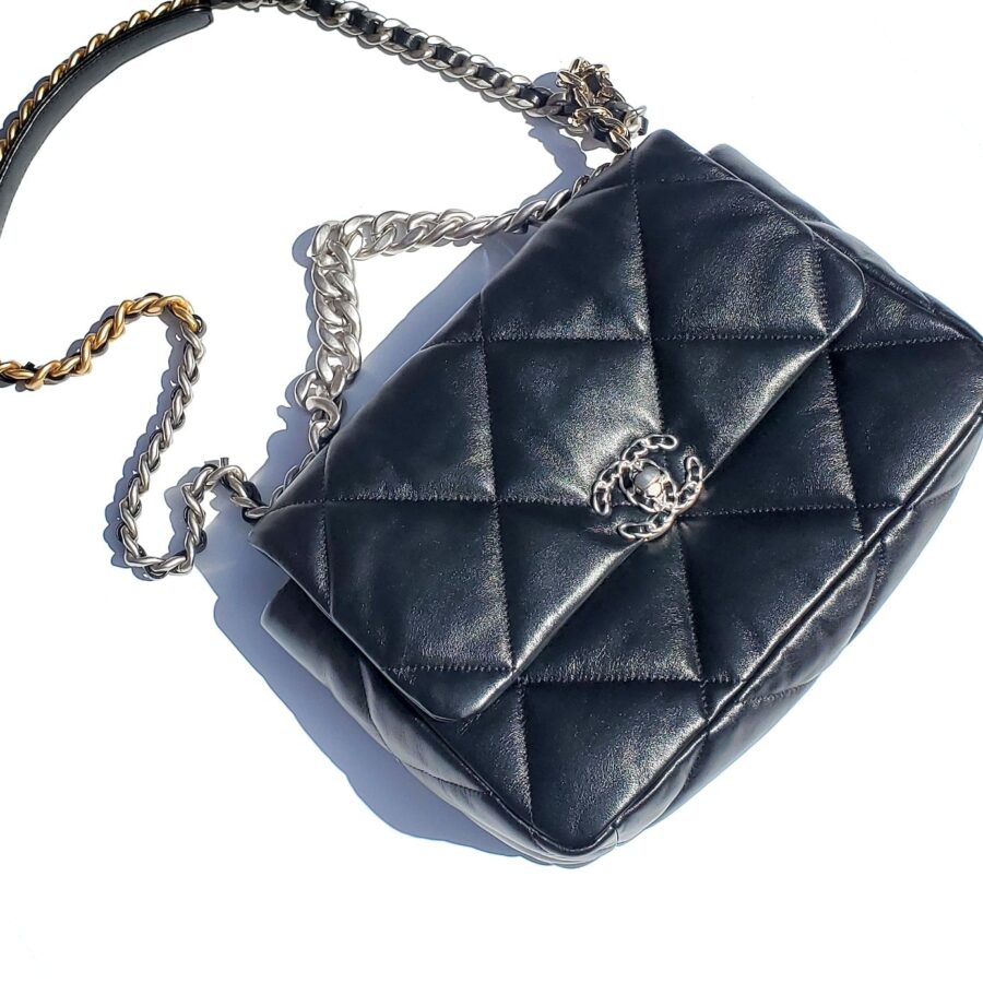 CHANEL 19 22C Black Lambskin Quilted Large Flap Bag | Studio Nafay