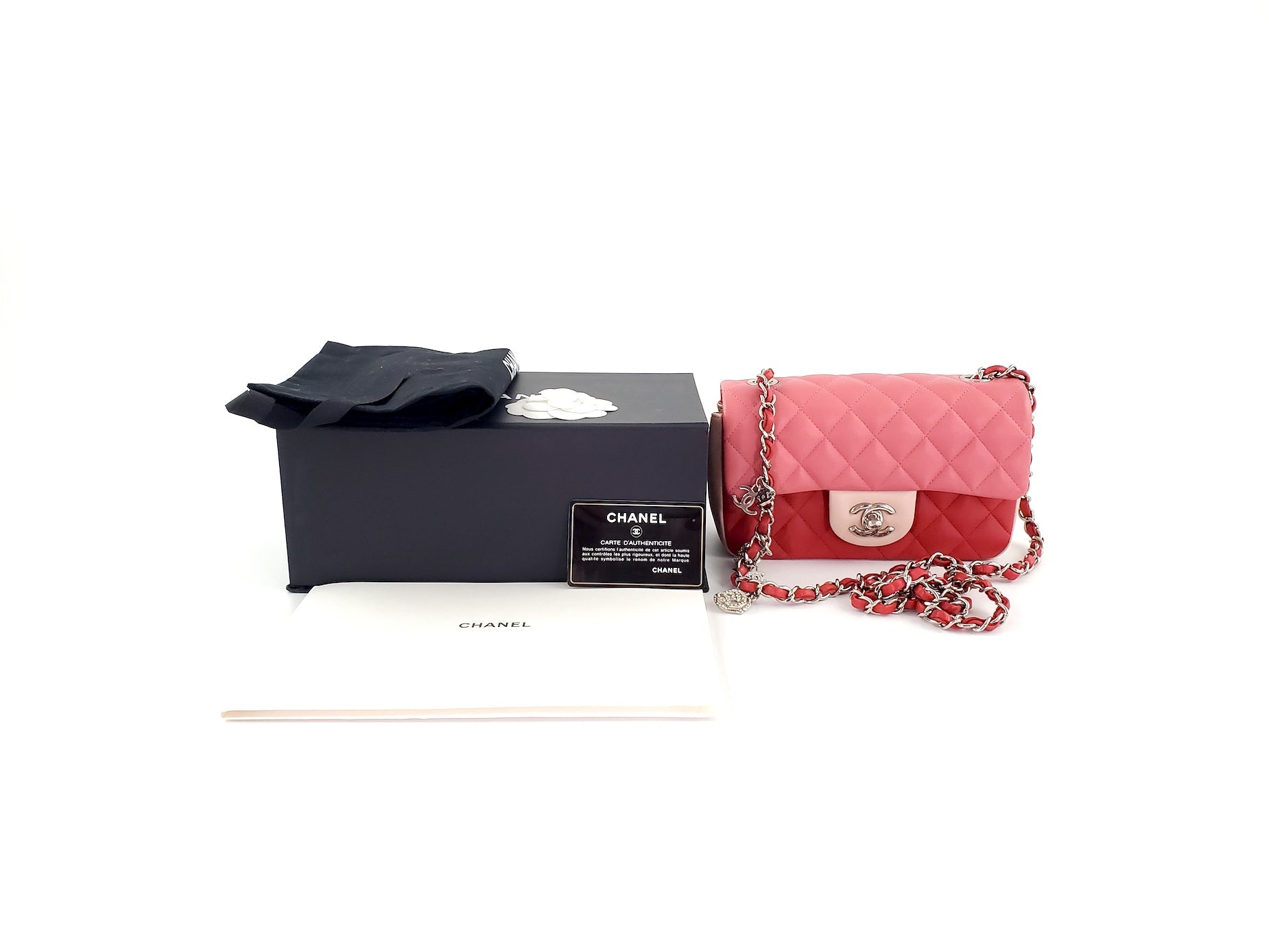 CHANEL Rectangular Mini Valentine Charm Tri-color Pink Flap Bag