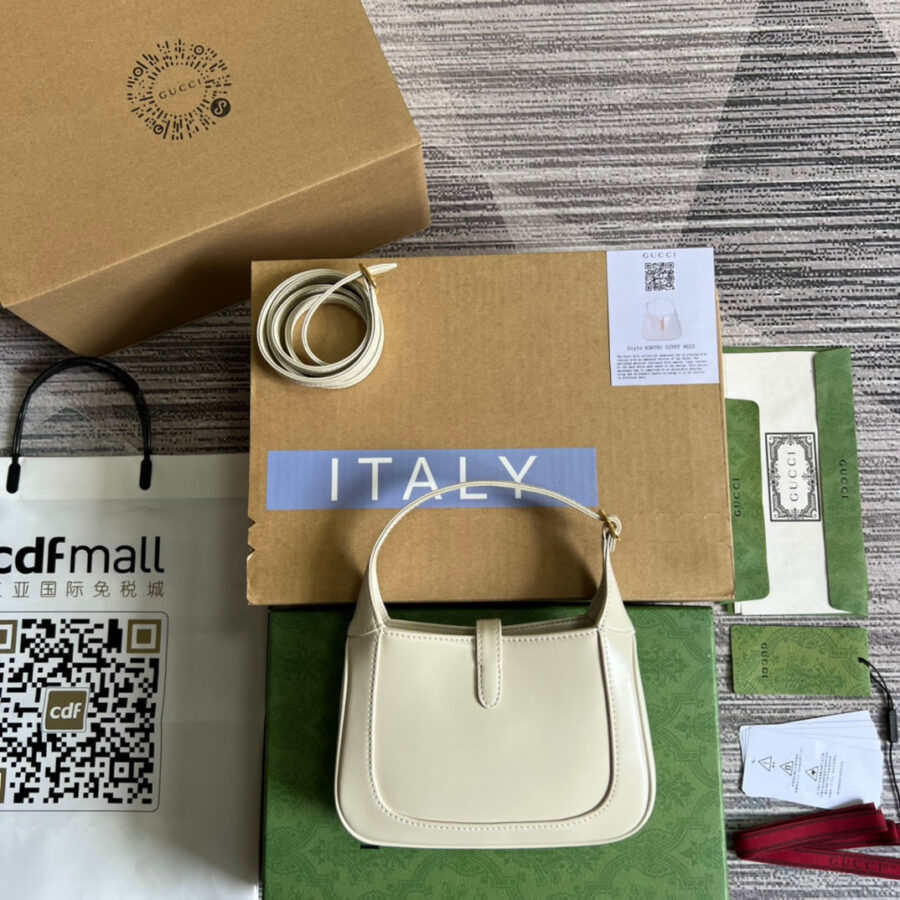 GG JACKIE MINI 19 SHOULDER BAG IN WHITE CALFSKIN | Studio Nafay