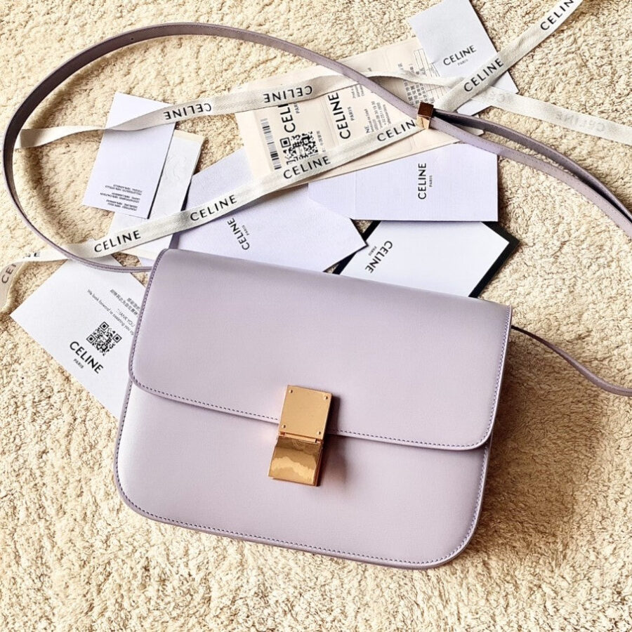 CELINE MEDIUM CLASSIQUE BAG 24CM LIGHT PURPLE CALFSKIN | Studio Nafay