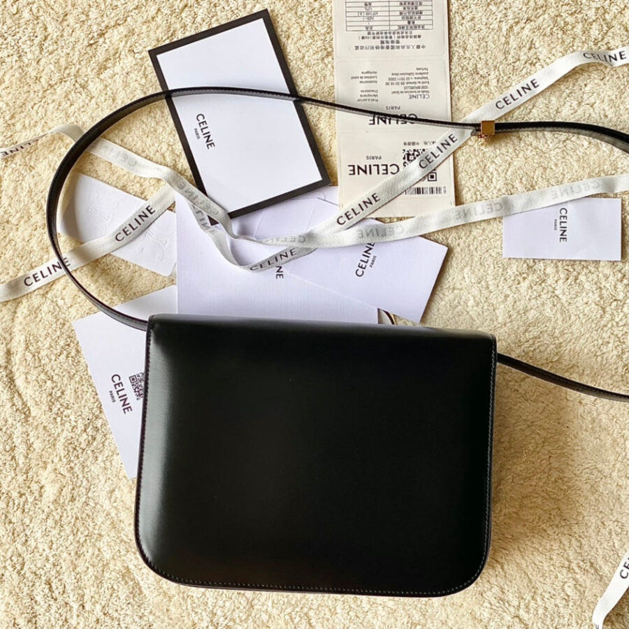 CELINE MEDIUM CLASSIQUE BAG 24CM BLACK CALFSKIN | Studio Nafay