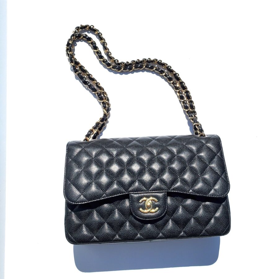 CHANEL Black Caviar Jumbo Classic Double Flap Bag | Studio Nafay
