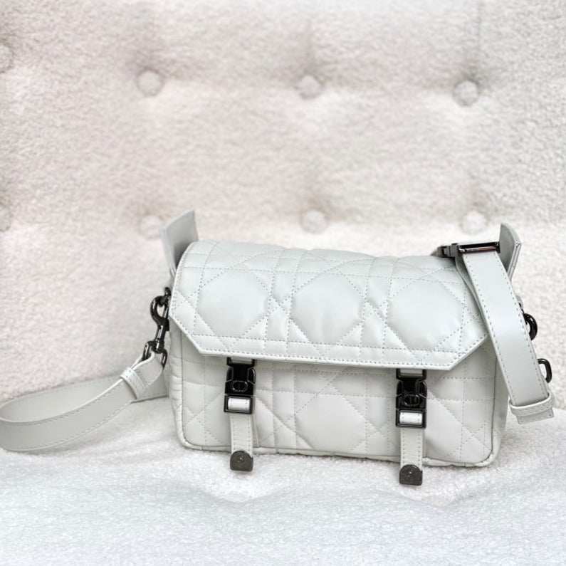 SMALL DIORCAMP BAG 23 IN WHITE CALFSKIN | Studio Nafay