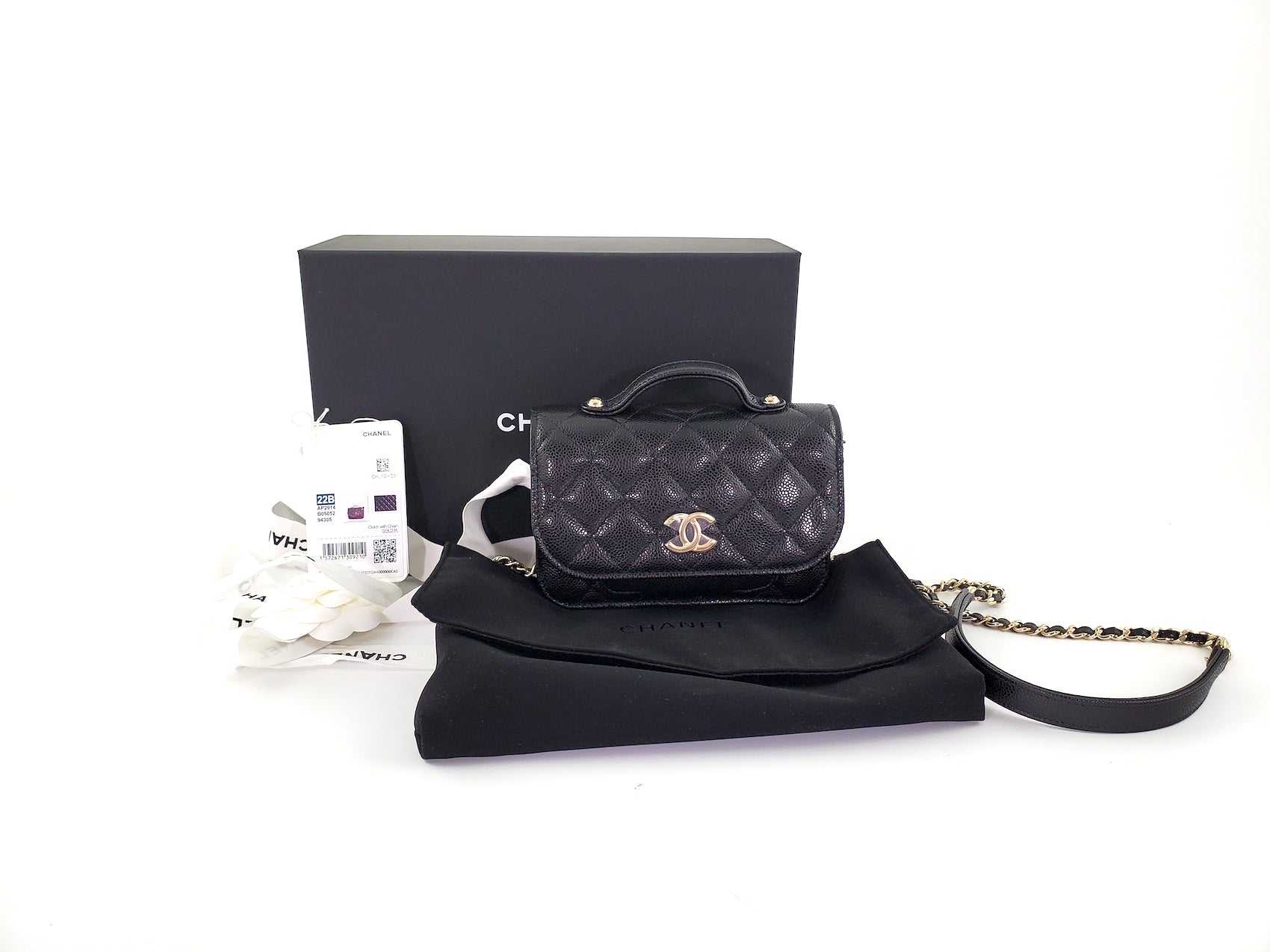 New CHANEL Black Caviar Mini Business Affinity Crossbody Chain Bag