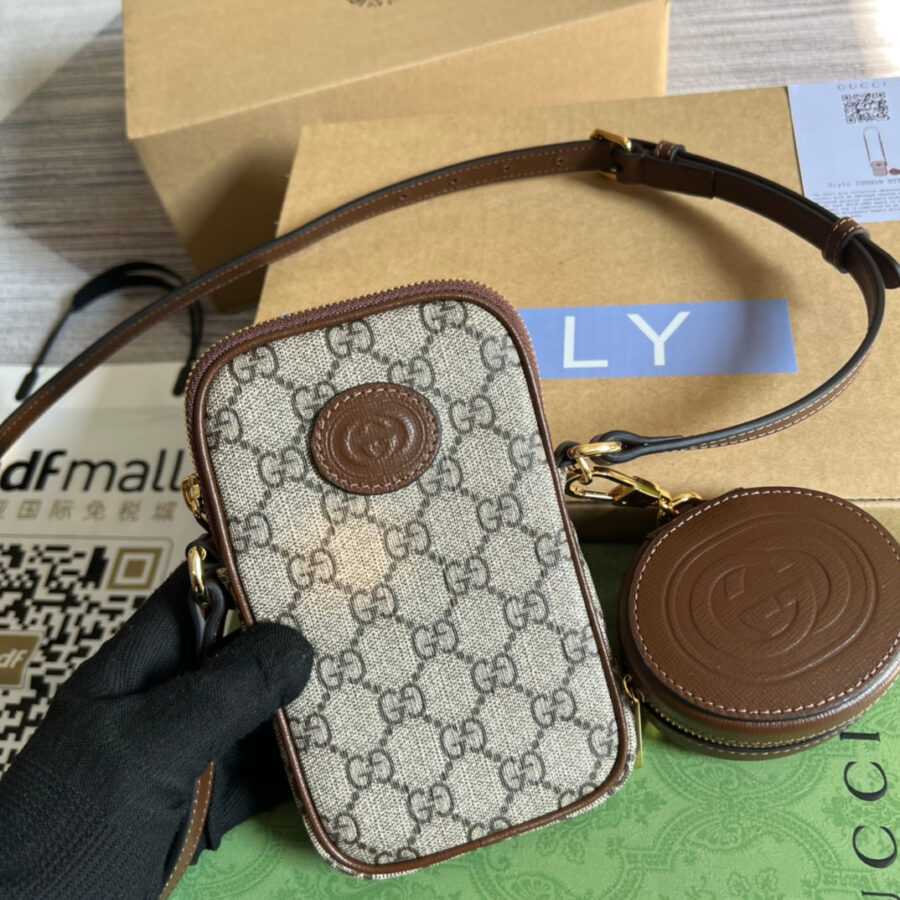 MINI BAG 17 IN BROWN CALFSKIN AND BEIGE CANVAS | Studio Nafay