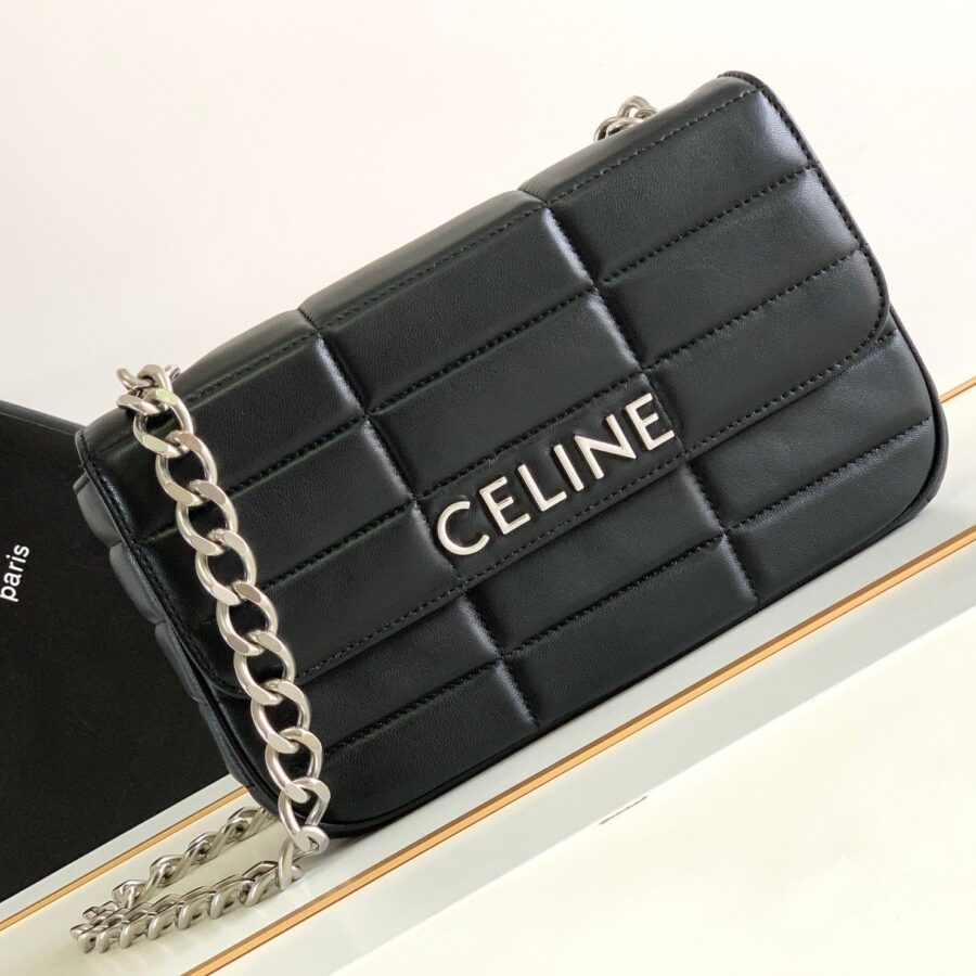 MONOCHROME 24 QUILTED BLACK LAMBSKIN CHAIN SHOUDER BAG | Studio Nafay
