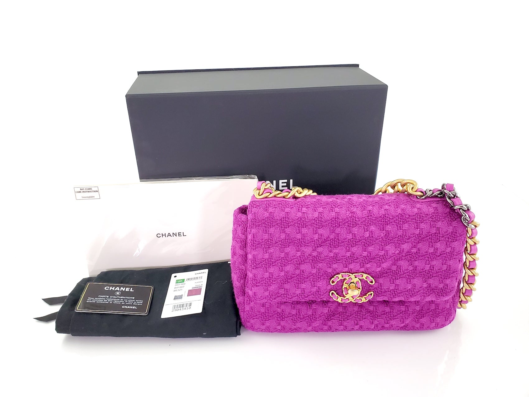 CHANEL 19 Small Tweed Magenta Pink Bag