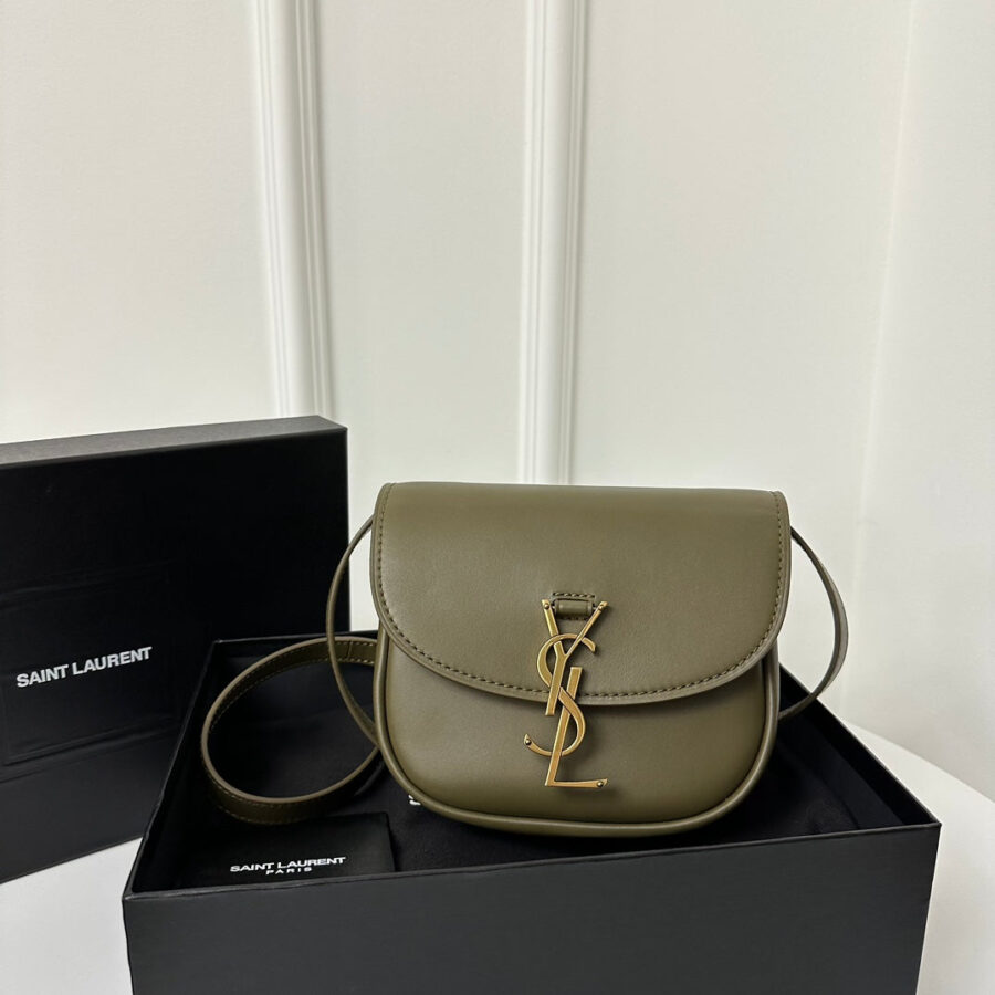 SL Kaia Small Satchel in green smooth leather | Studio Nafay