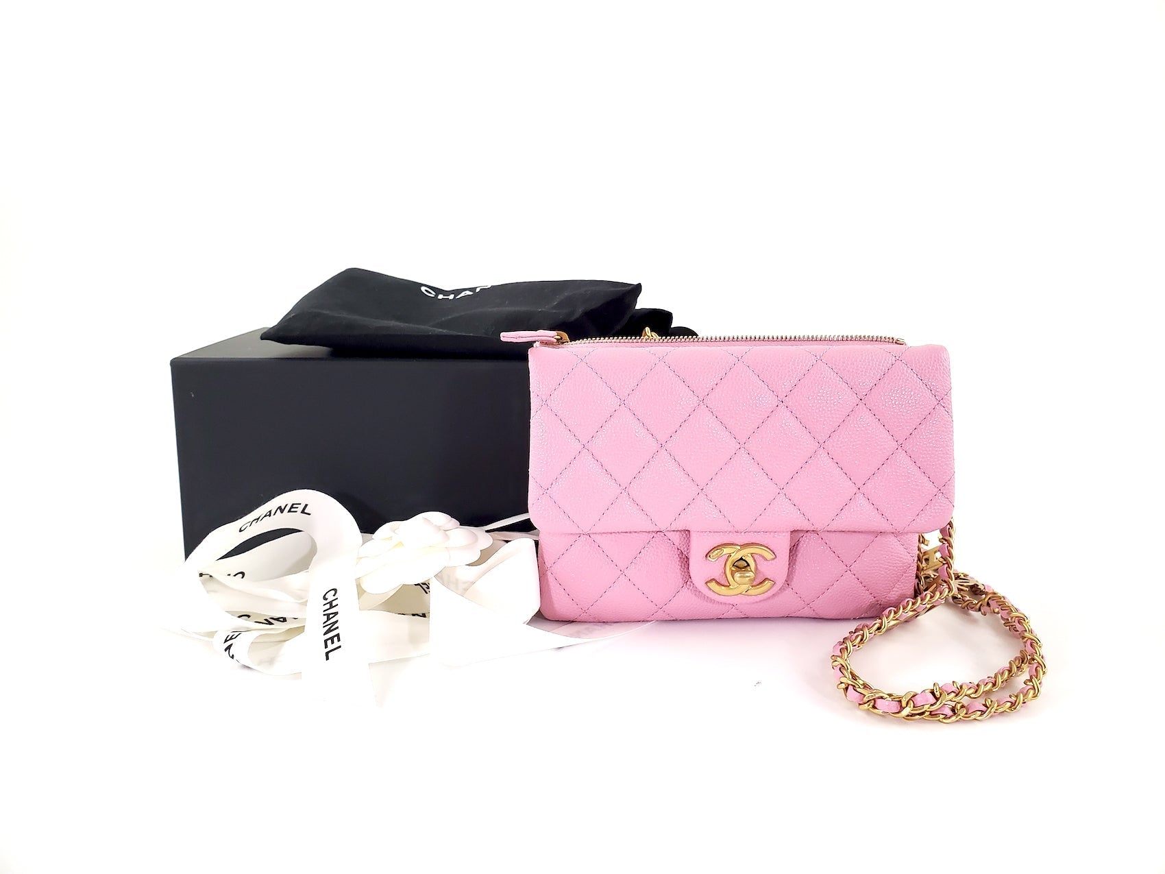 New CHANEL Pick me Up Pink Caviar Chain Waist Belt Bag
