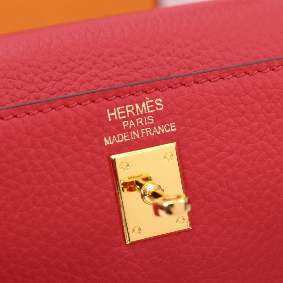 HM KELLY BAG 28 RED TOGO GOLD HARDWARE | Studio Nafay