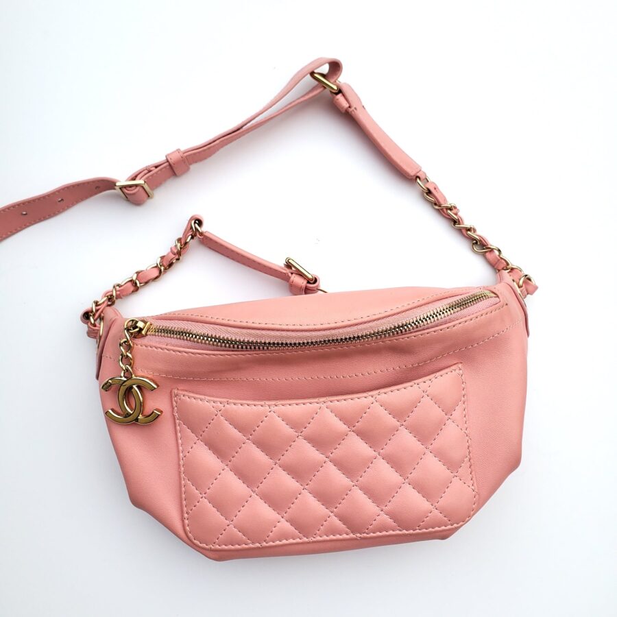 CHANEL Pink Leather CC Quilted Bi Waist Bag | Studio Nafay