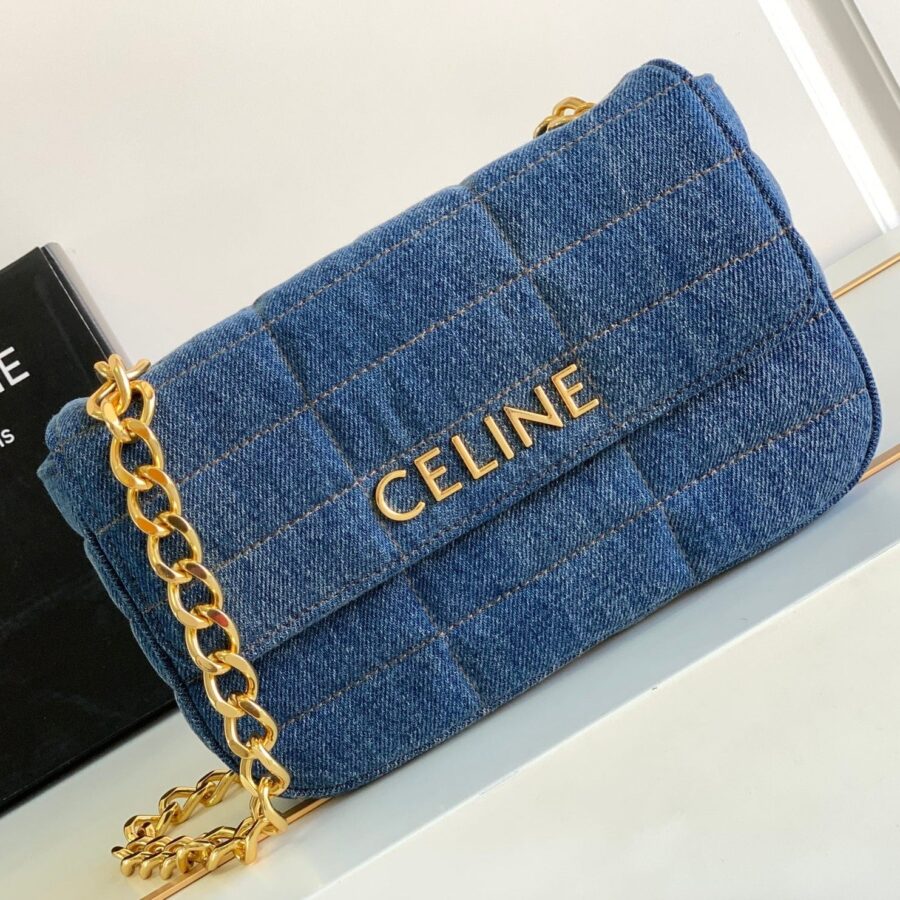 DENIM LEATHER 24 CHAIN SHOUDER BAG | Studio Nafay