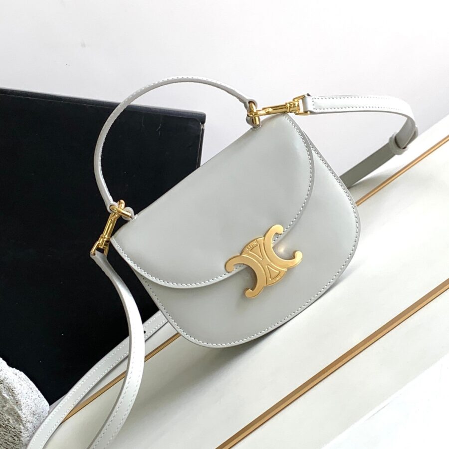 TEEN CHAIN BESACE TRIOMPHE 15.5CM GREY CALFSKIN | Studio Nafay