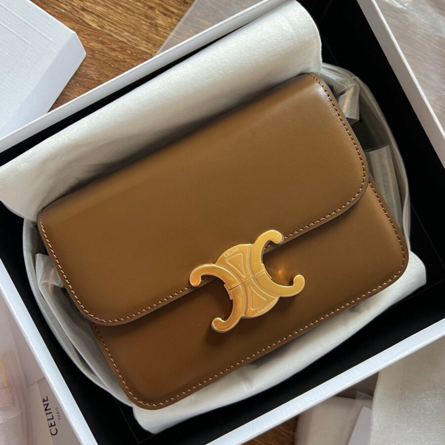 TEEN TRIOMPHE 18 DARK BROWN CALFSKIN GOLD HARDWARE | Studio Nafay
