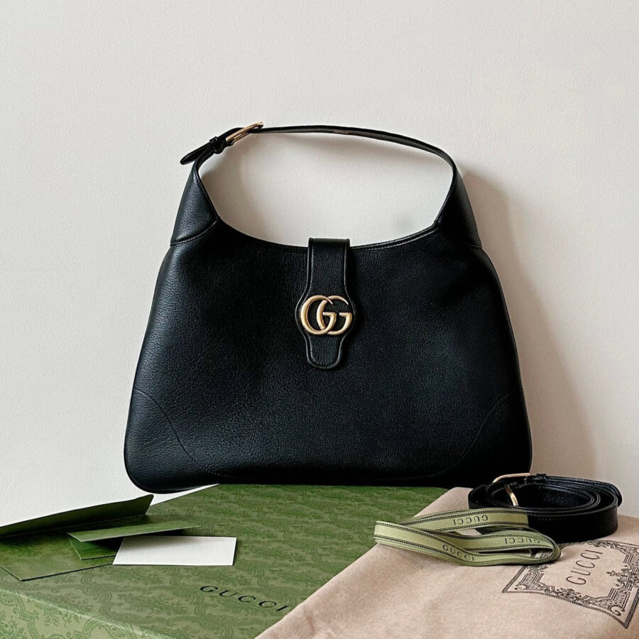APHRODITE LARGE 47 SHOULDER BAG IN BLACK CALFSKIN | Studio Nafay