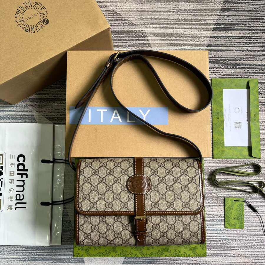 MESSENGER BAG 25 IN BEIGE CANVAS ANG BROWN CALFSKIN | Studio Nafay