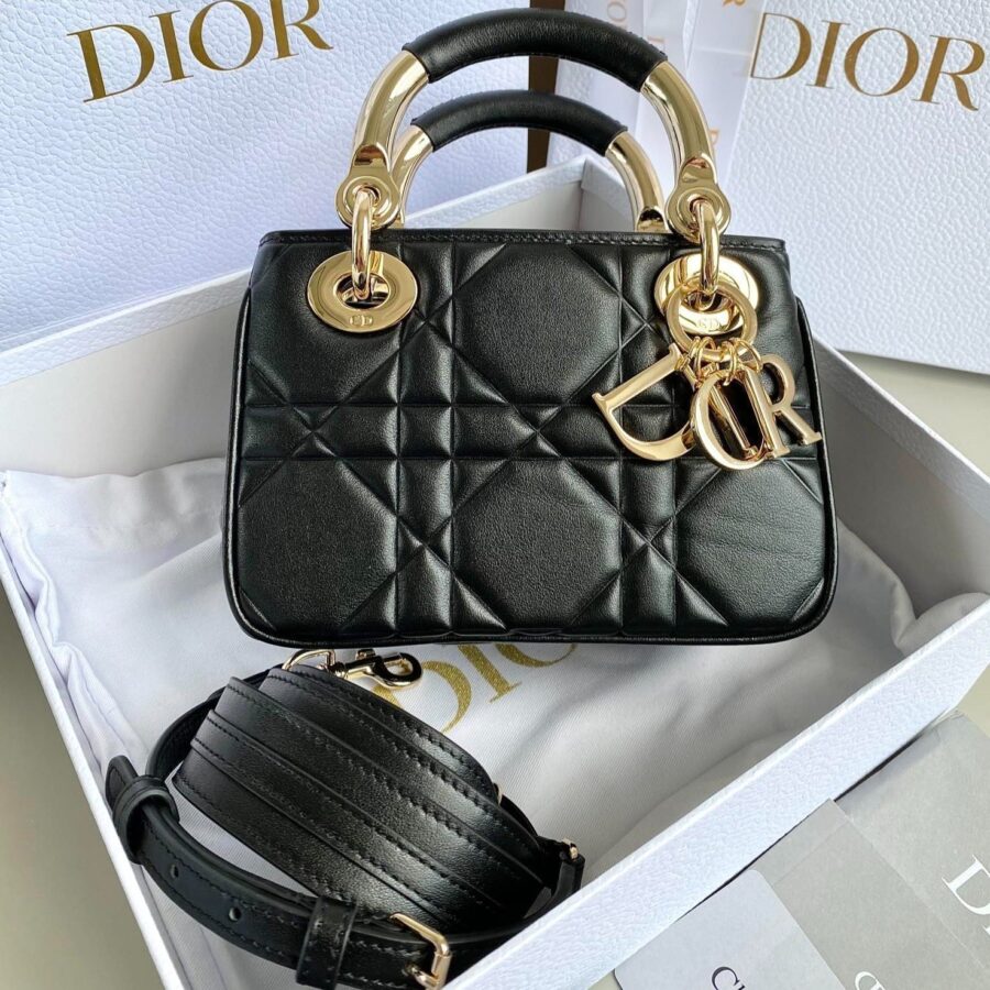 MINI LADY 19 BAG IN BLACK LAMBSKIN | Studio Nafay