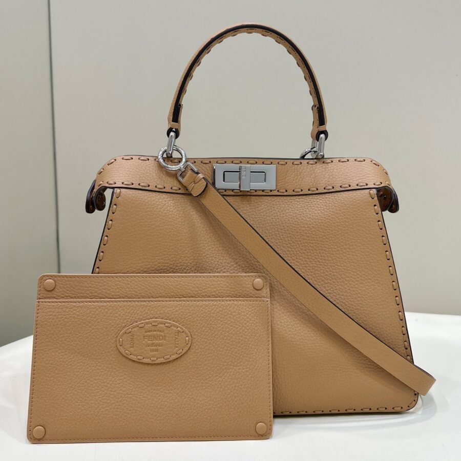 PEEKABOO ISEEU 33 IN CIDER BROWN GRAINED CALFSKIN SILVER HARDWARE | Studio Nafay