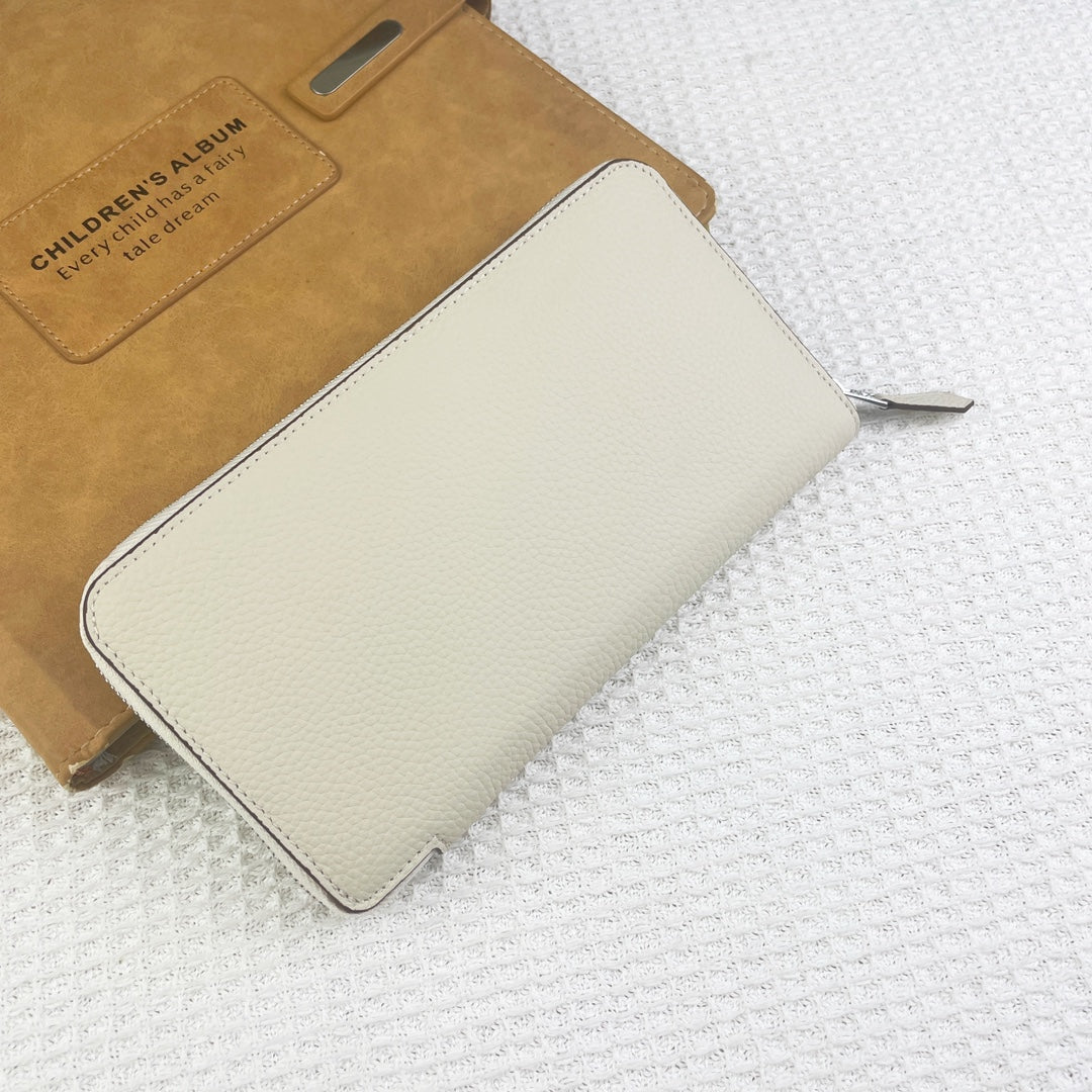 HM SILK’IN HOLED CLASSIC WALLET 20 WHITE GRAINED CALFSKIN